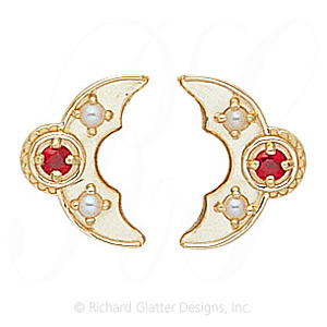 GS341-2 R/D - 14 Karat Gold Slide with Ruby center and Diamond accents 